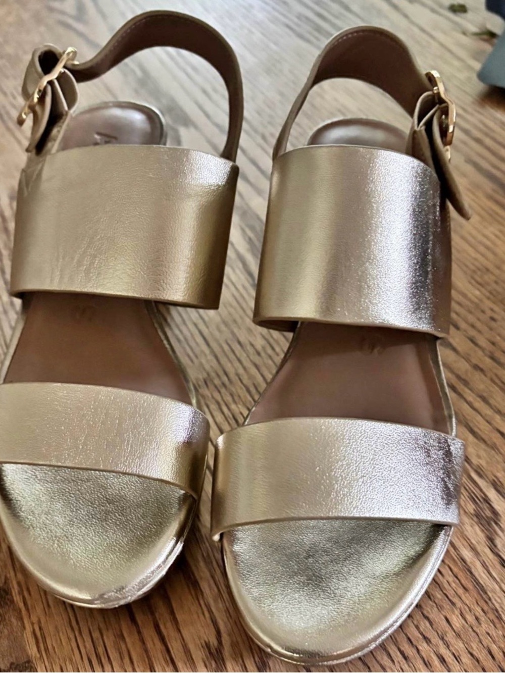 Aerosoles Metallic Gold Wide-Strap Sandals